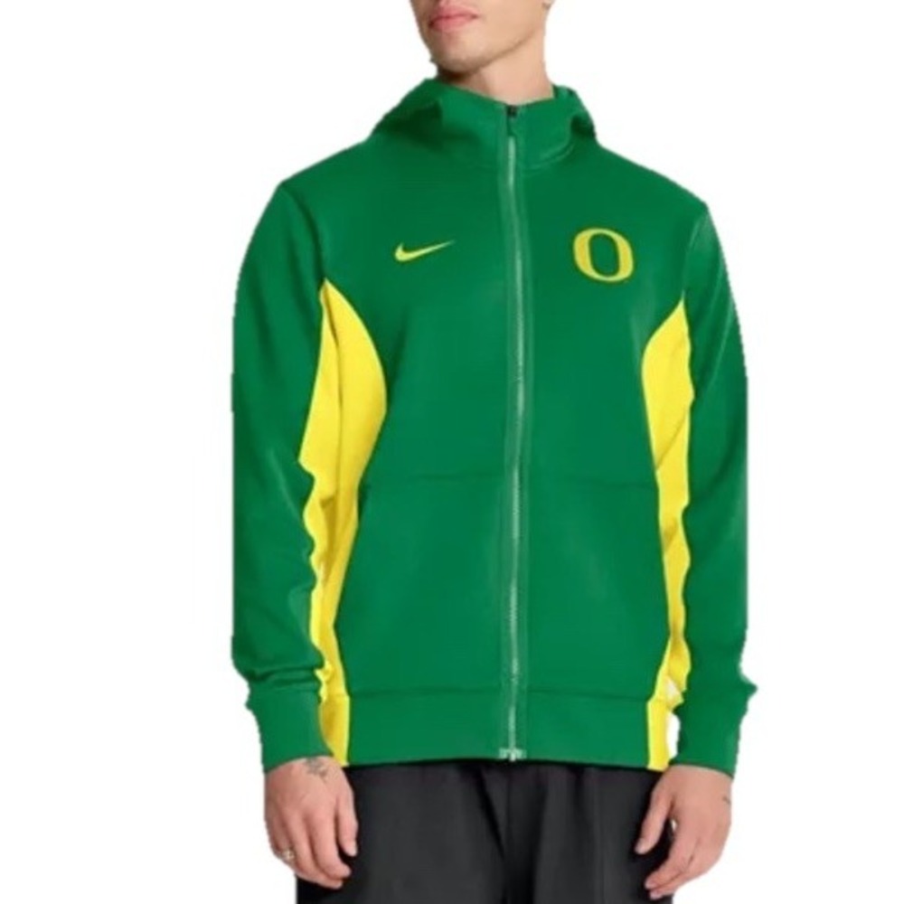NWT Nike Oregon Ducks‎ Basketball Dri-FIT Game Zip Hoodie Jacket Green Yellow XL